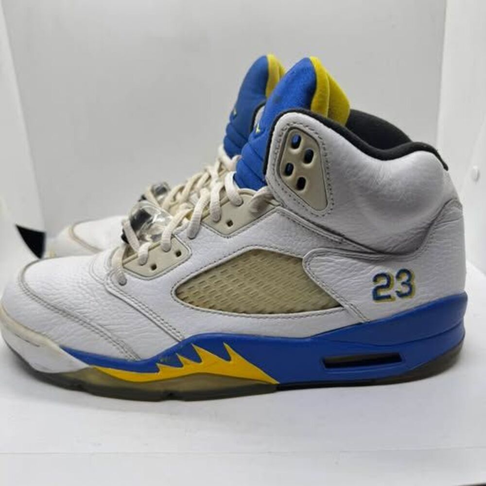 Jordan Air Jordan 5 Laney Mens 9.5 White Blue Shoes Sneakers